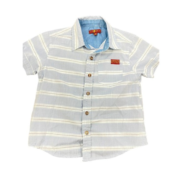 Toddler Boys 7 For All Of Mankind Blue Plaid S/S Button Up Shirt Size 2T - Picture 2 of 6